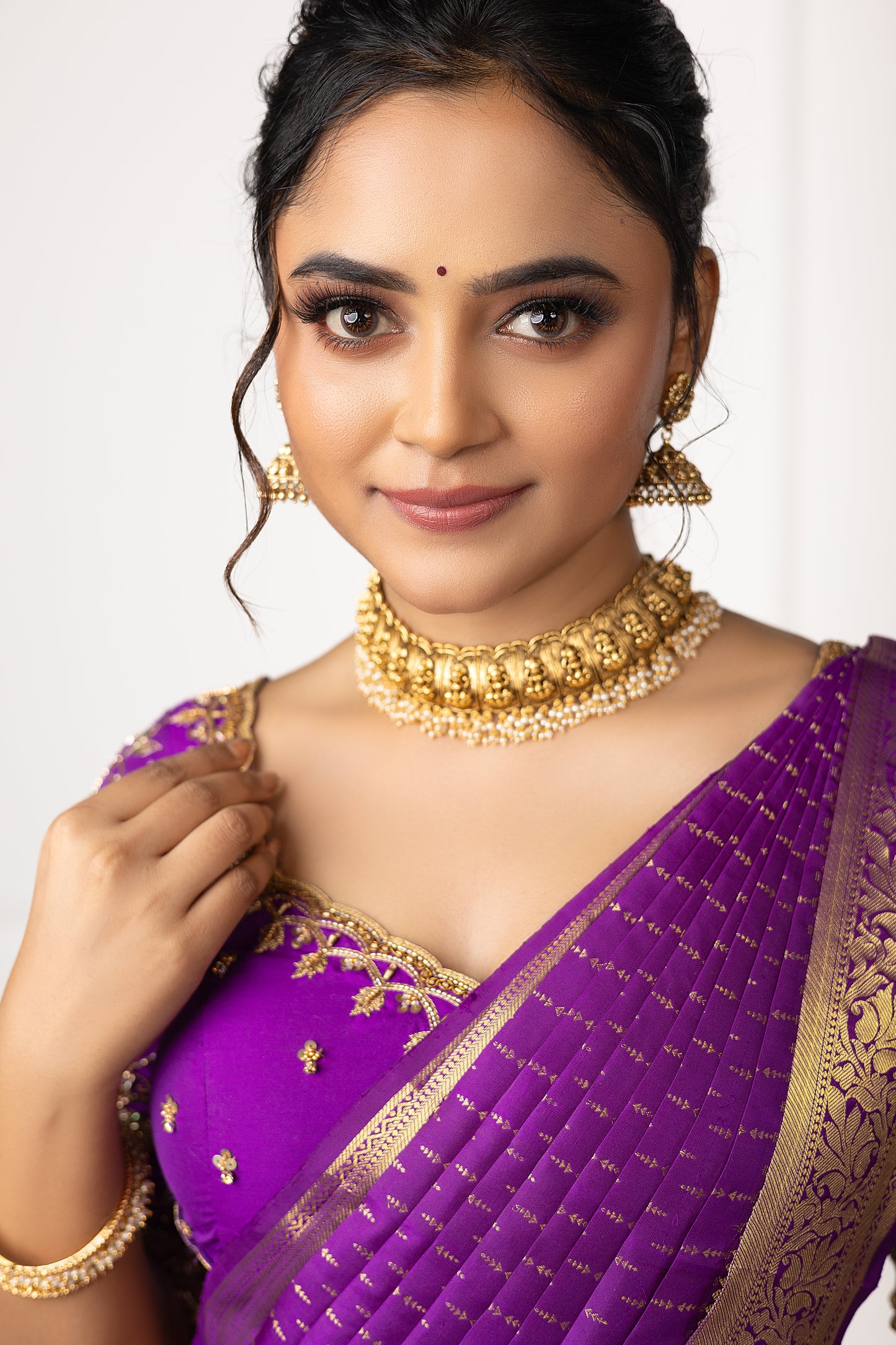Purple Gold Woven Silk