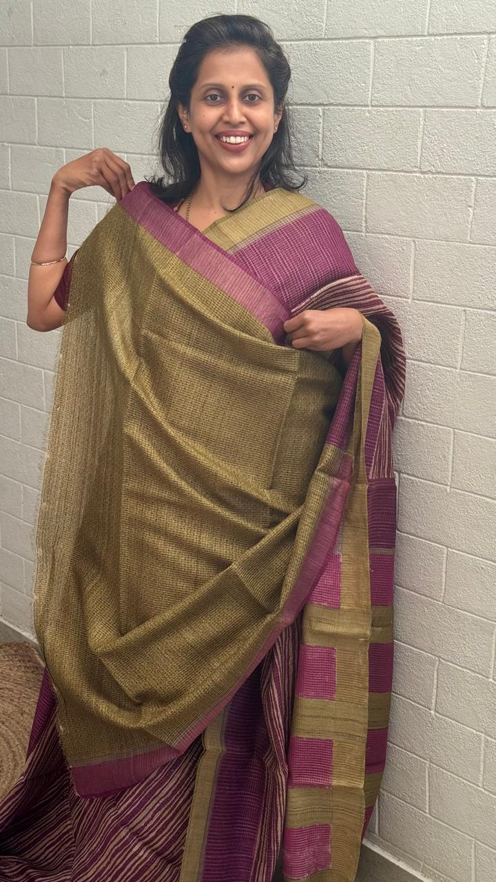 Pure Tussar Contrast Border