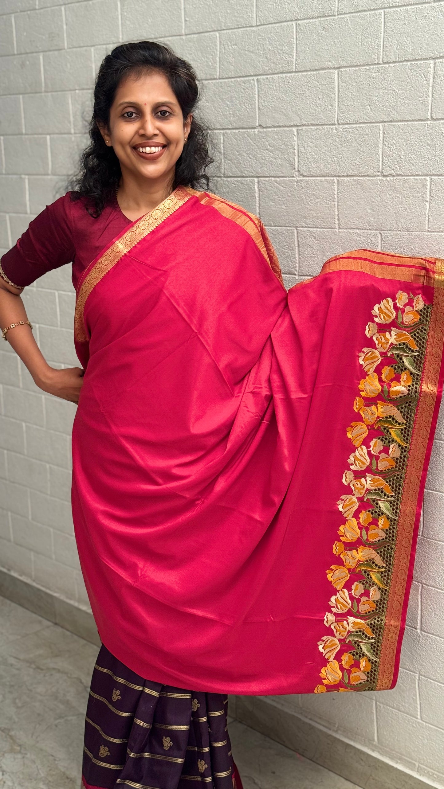 Mysore Crepe Cutwork