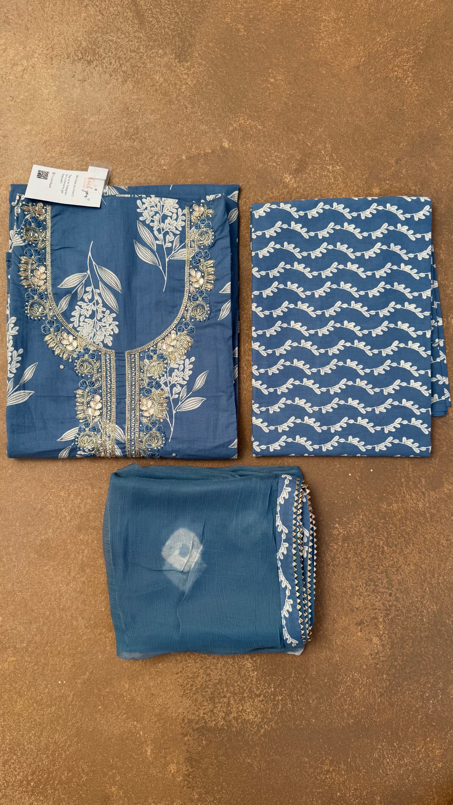 Cotton Embroidered Unstitched Suit