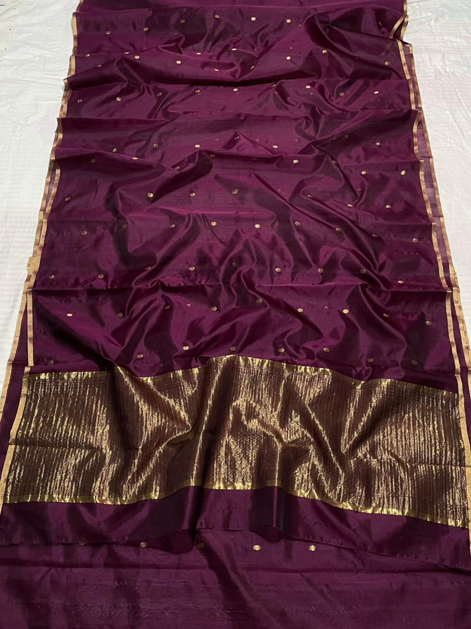 Wine Shade Pure Chanderi Silk Saree