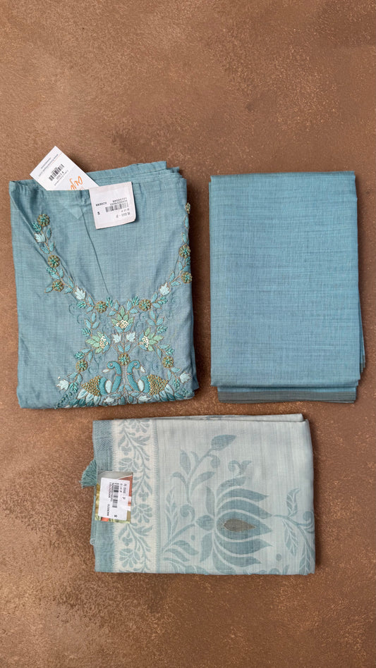 Cotton Embrodiered Unstitched Suit