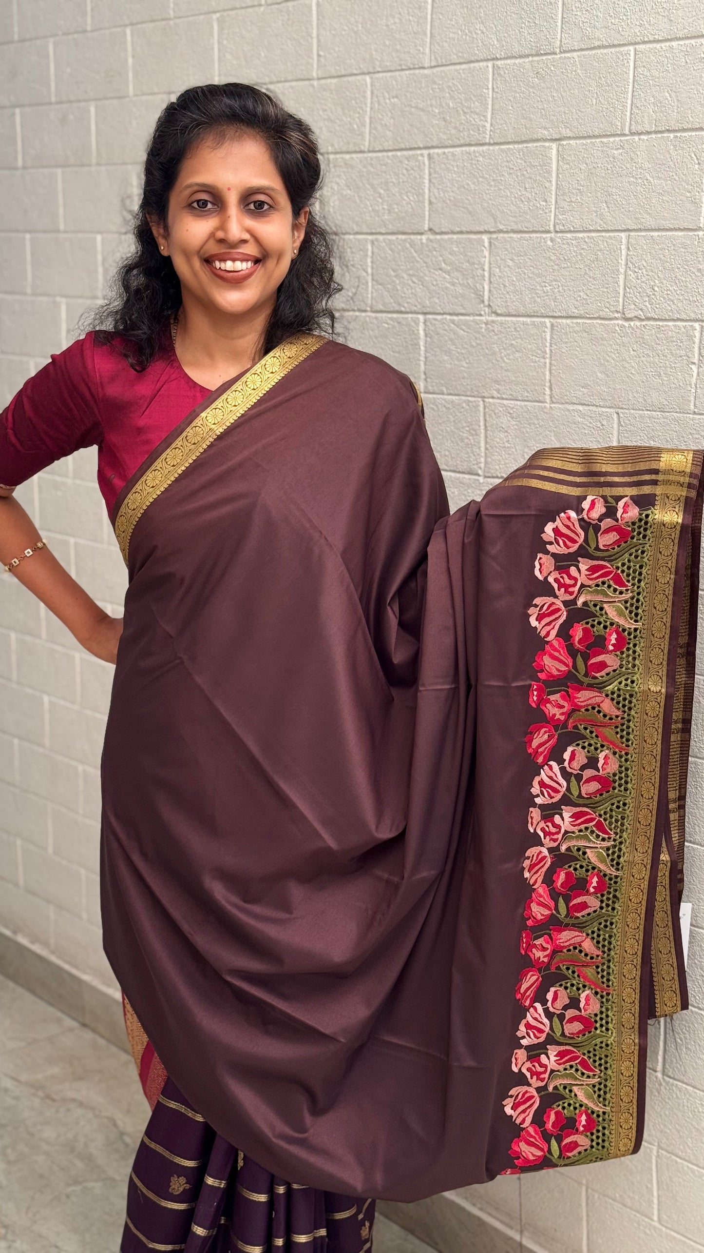Mysore Crepe Cutwork