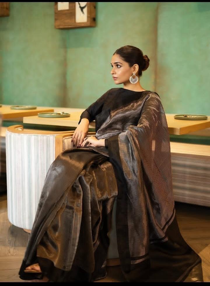 Pure Chanderi Stripe Saree