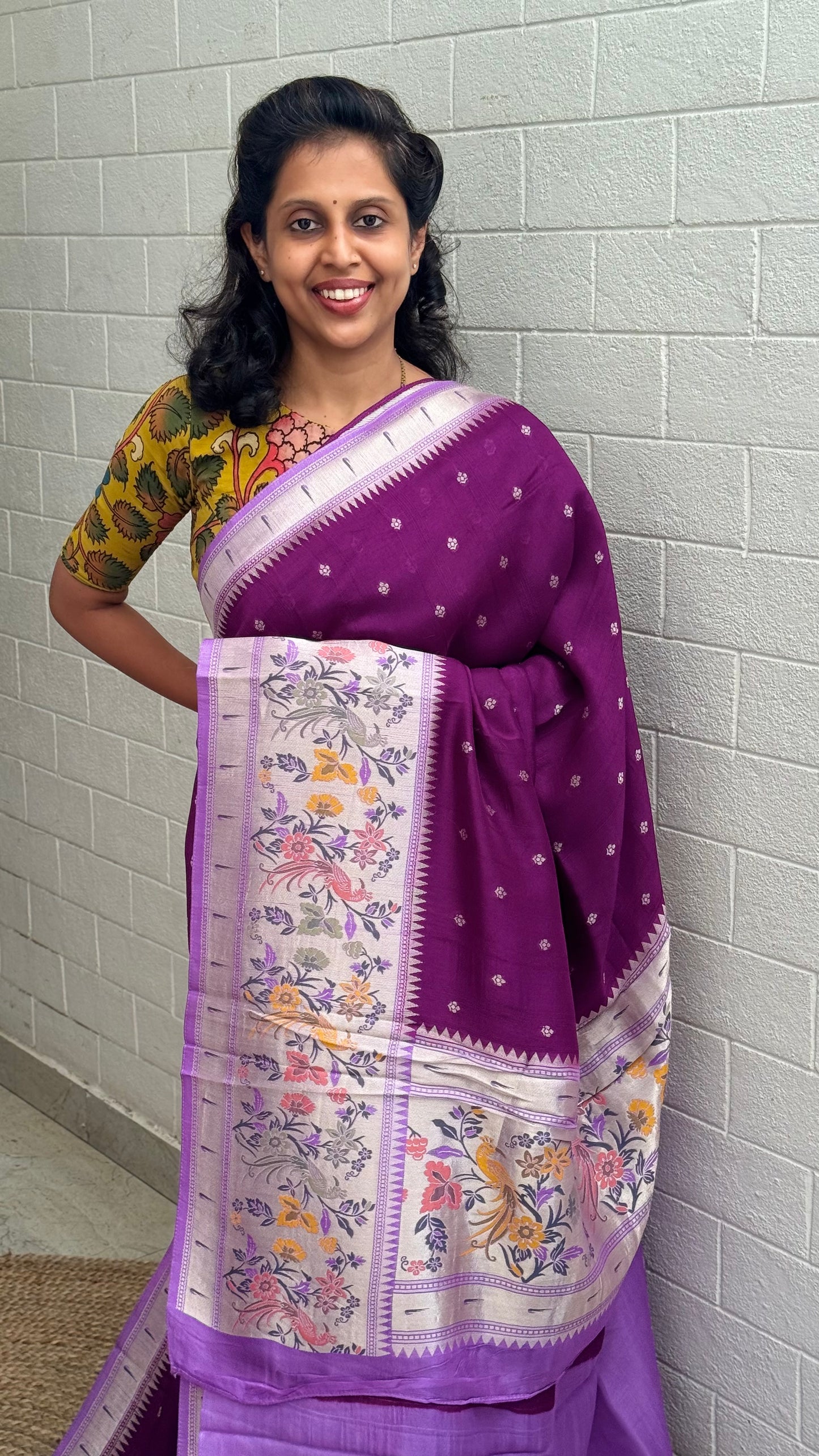Moonga Tussar Paithani