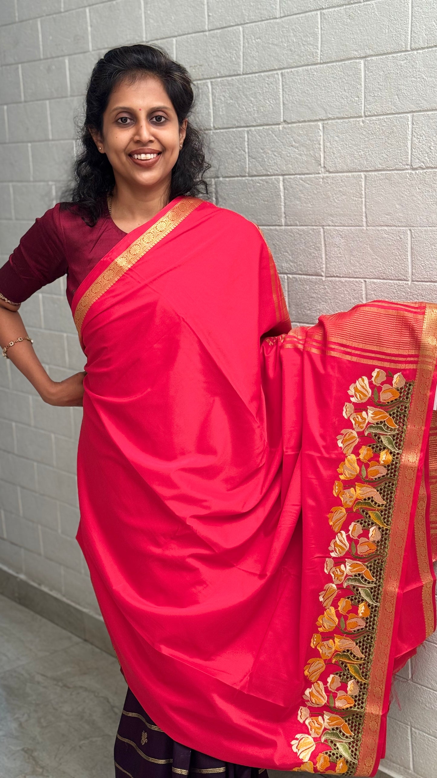 Mysore Crepe Cutwork