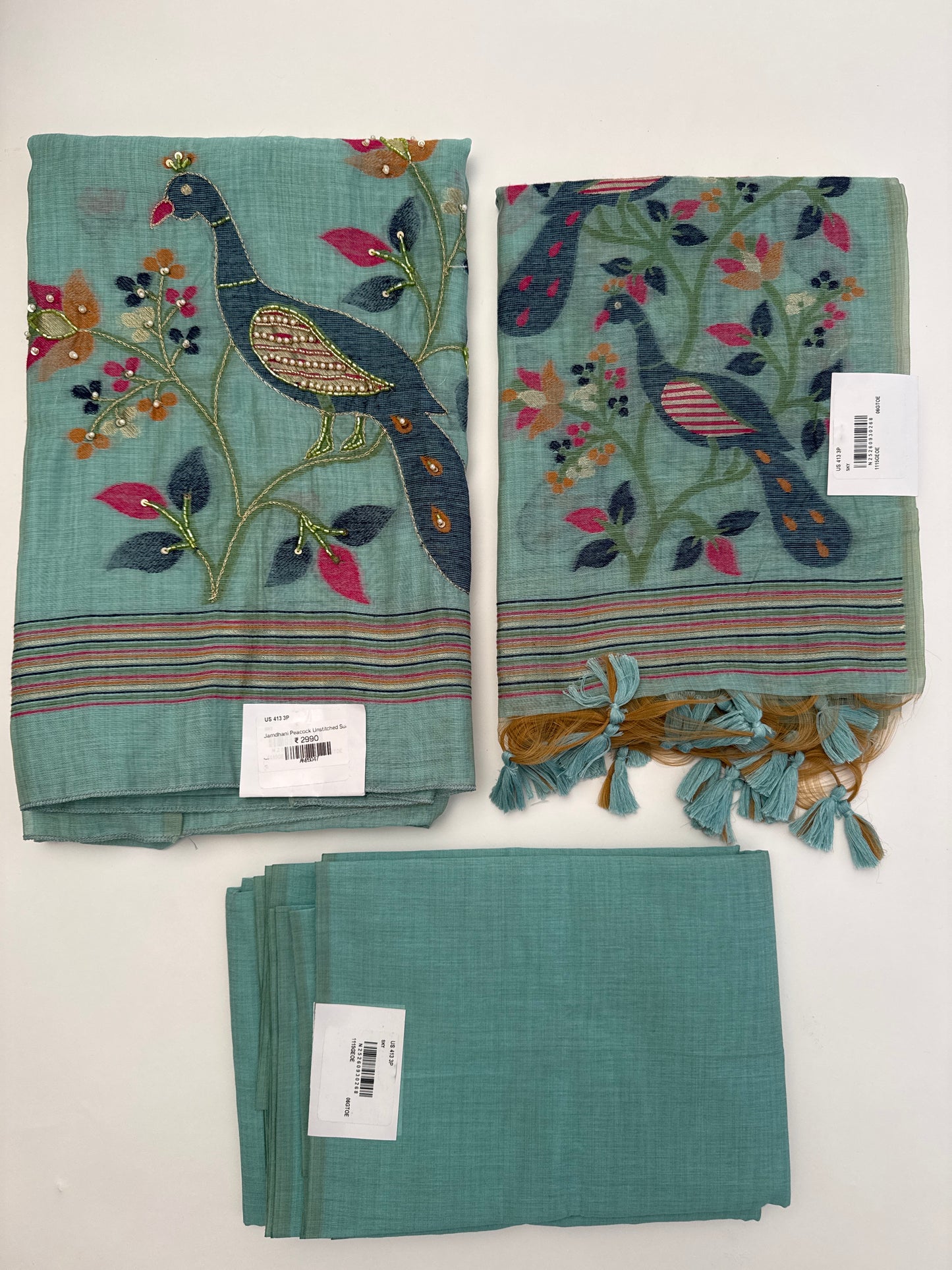 Jamdhani Peacock Unstitched Suit