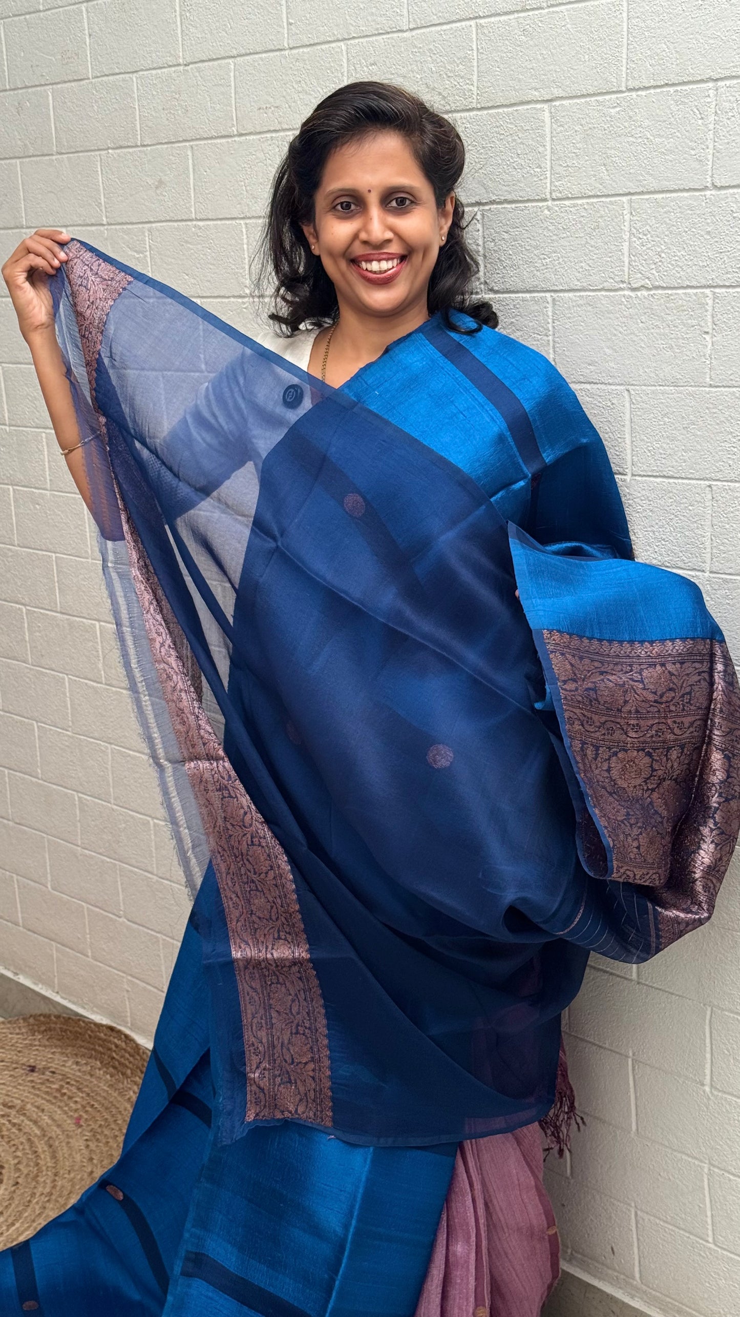 Pure Raw Silk Organza Fusion Saree