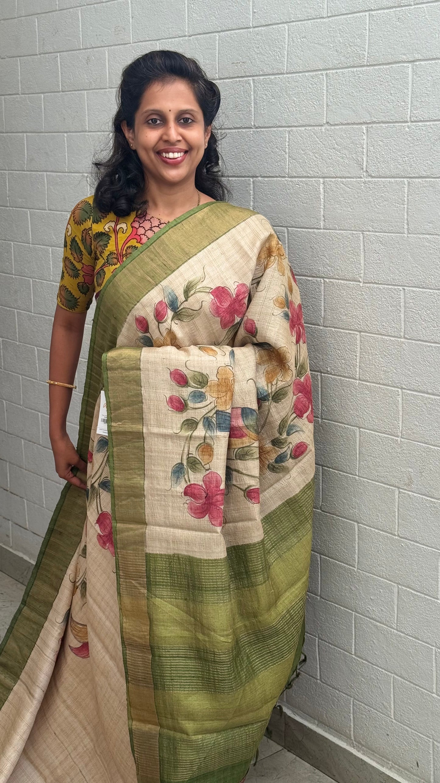 Crush Tussar Hand Painted Saree