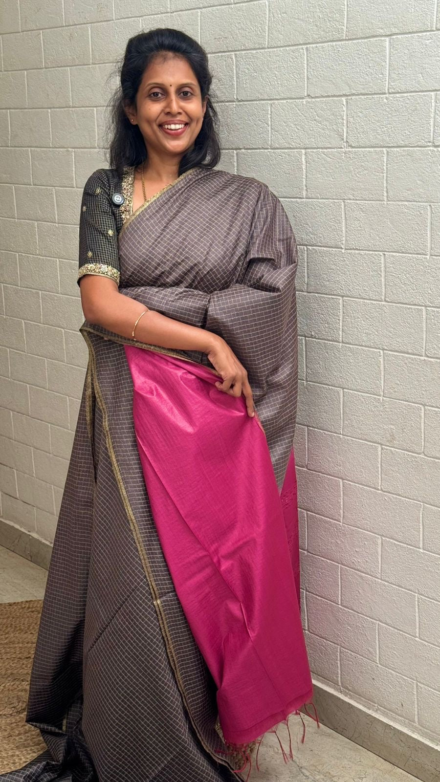 Chanderi Checkered Saree
