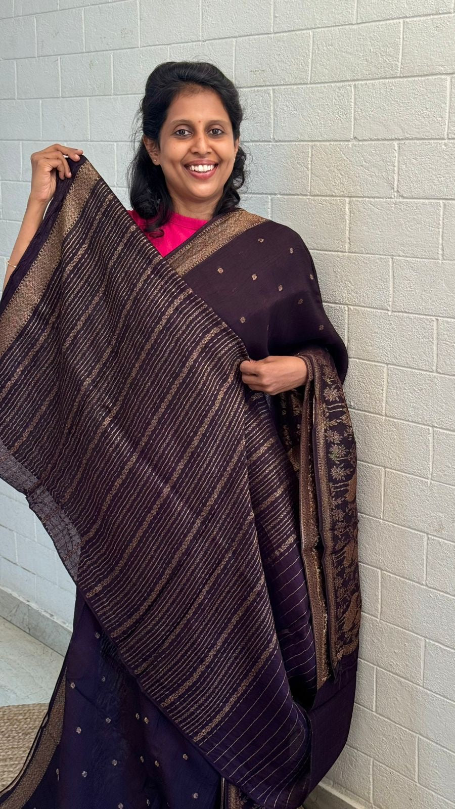 Moonga Tussar Flamingo Saree