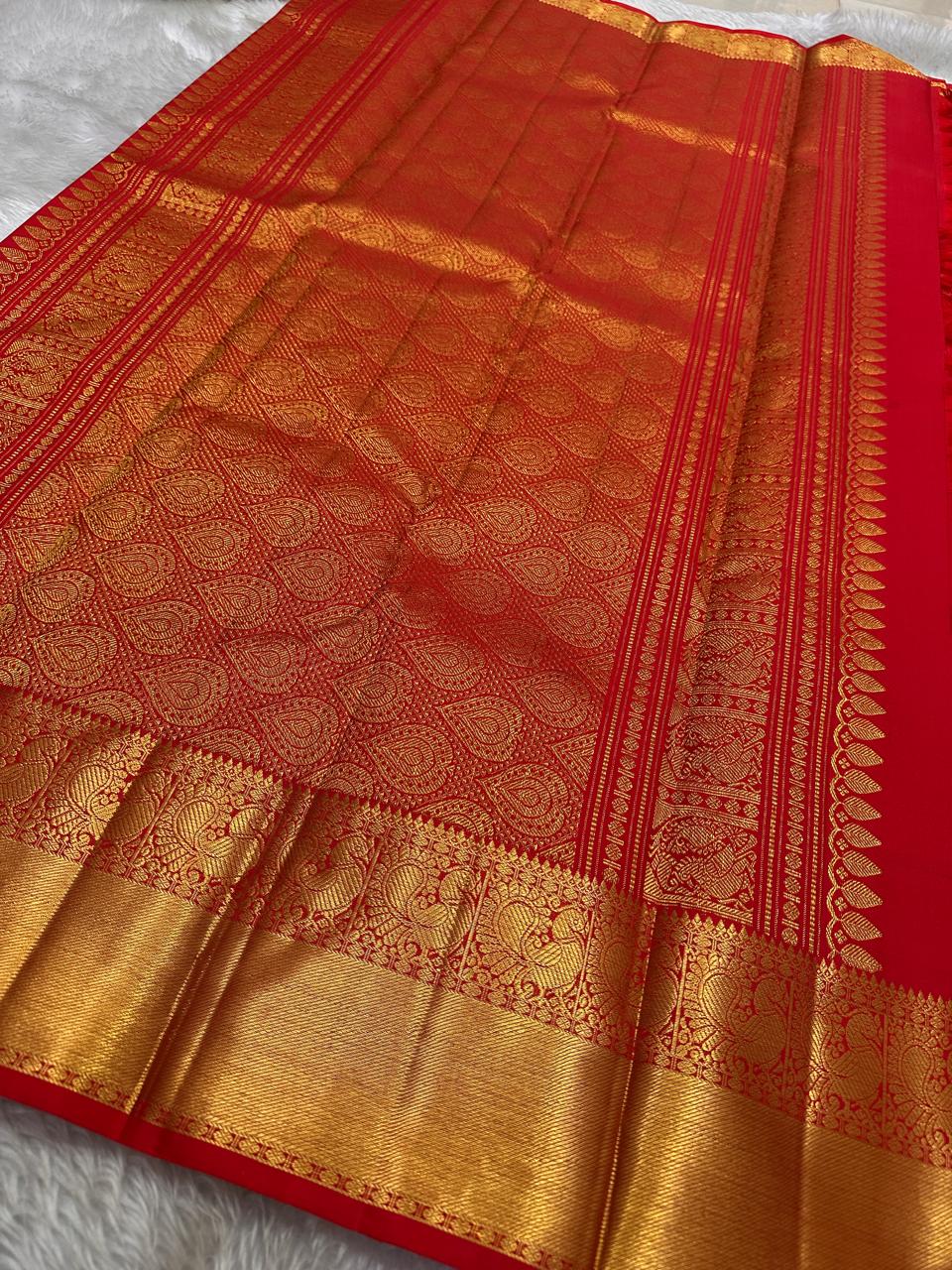 Red Gold Woven Silk