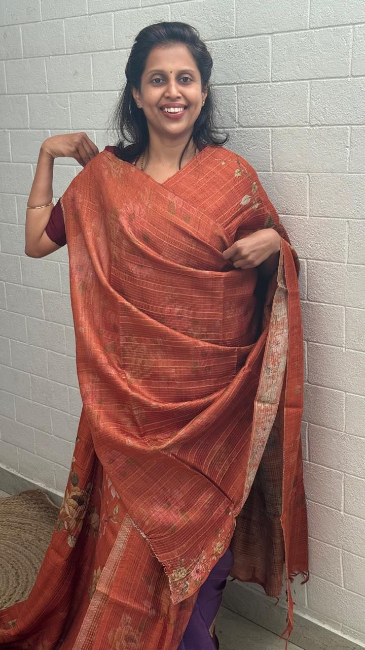 Pure Tussar Printed Saree
