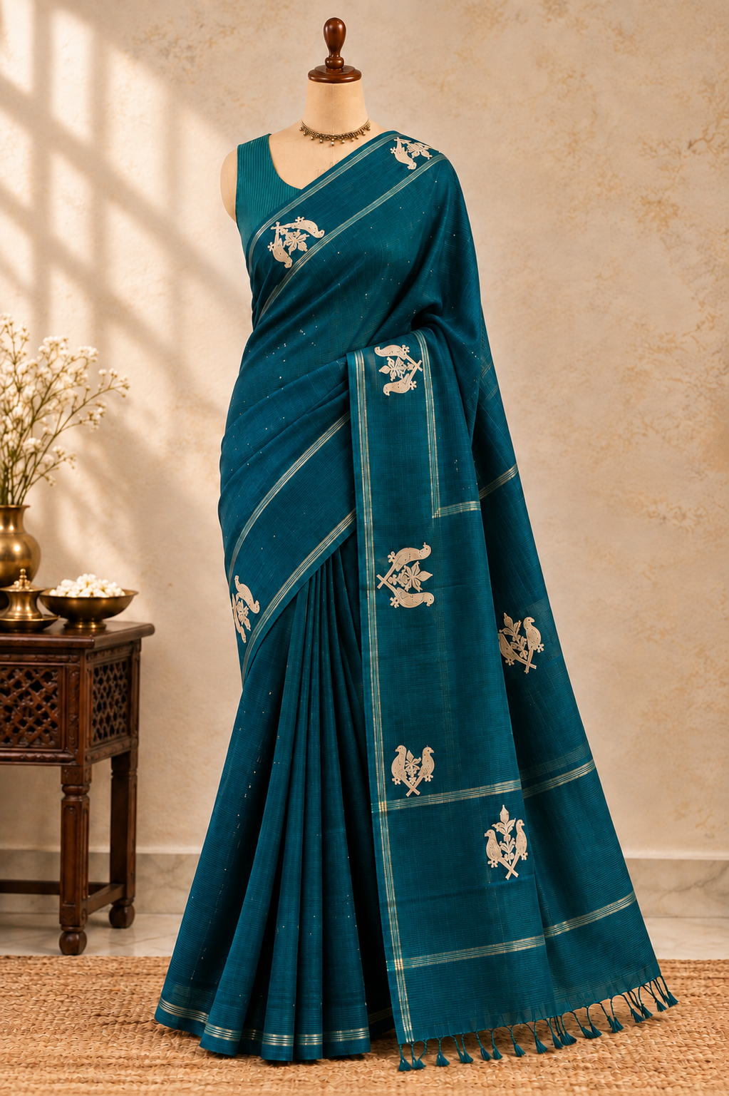 Blended Tussar Parrot Saree