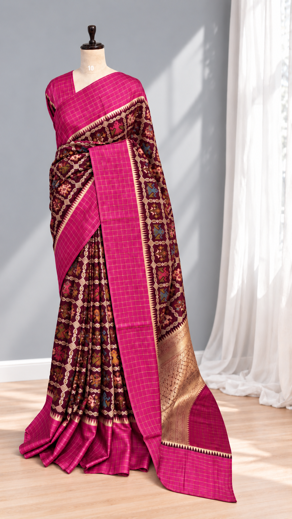 Blended Patola Silk Checks Saree