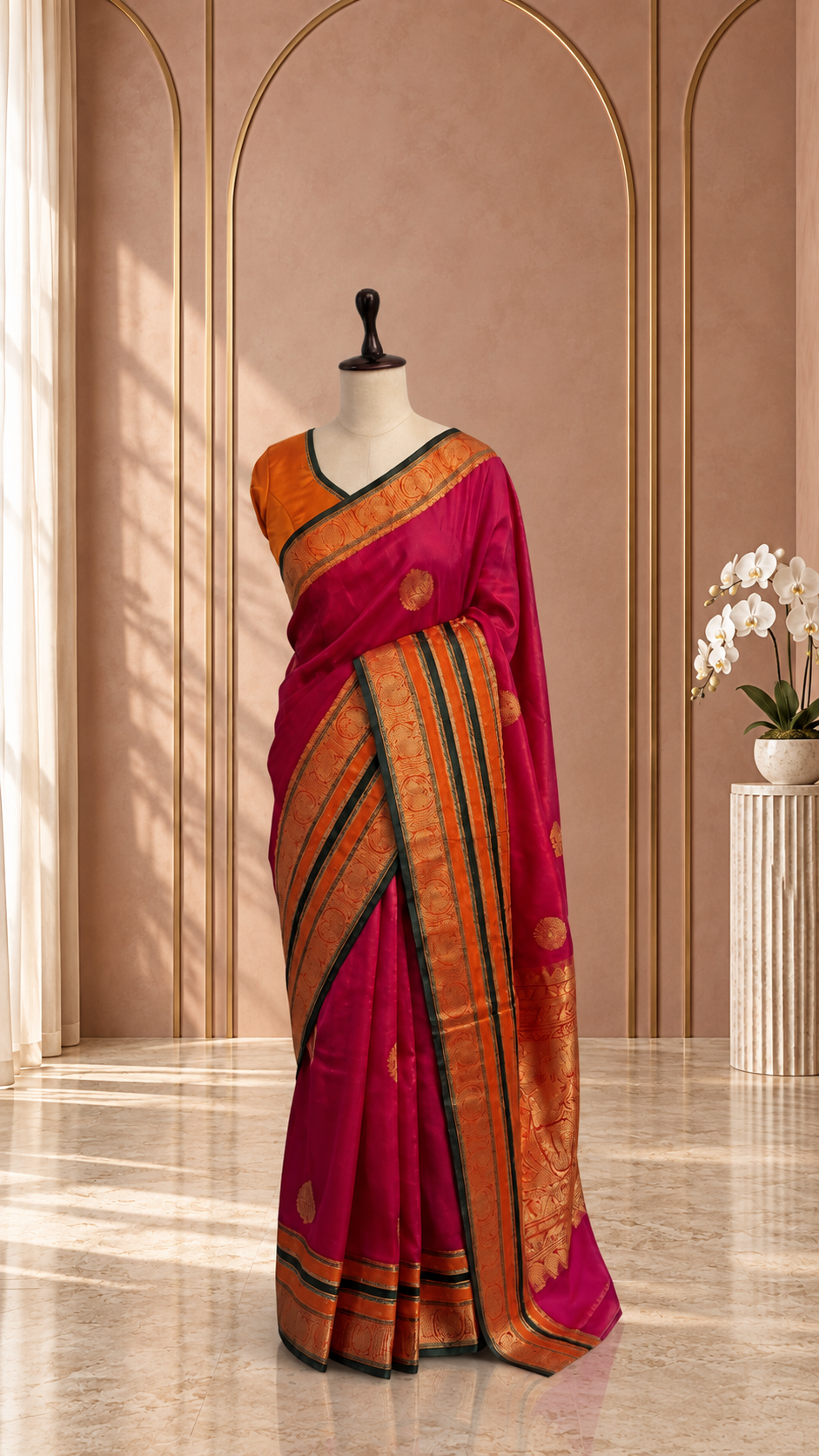 Blended Viscose Pattu Contrast Saree