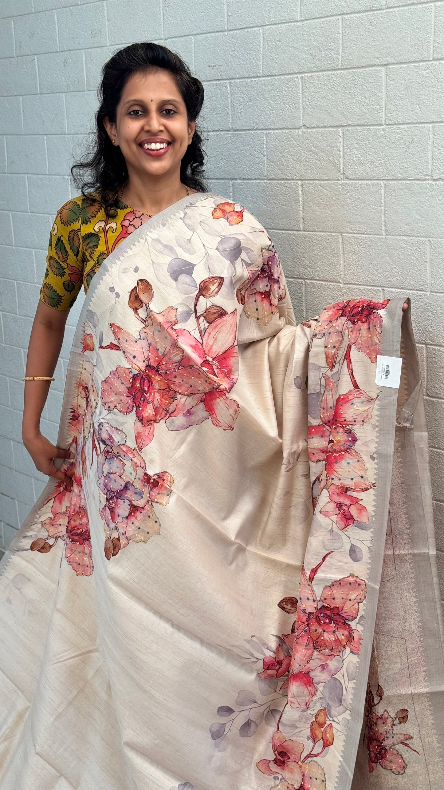 Tussar Floral Knot Work