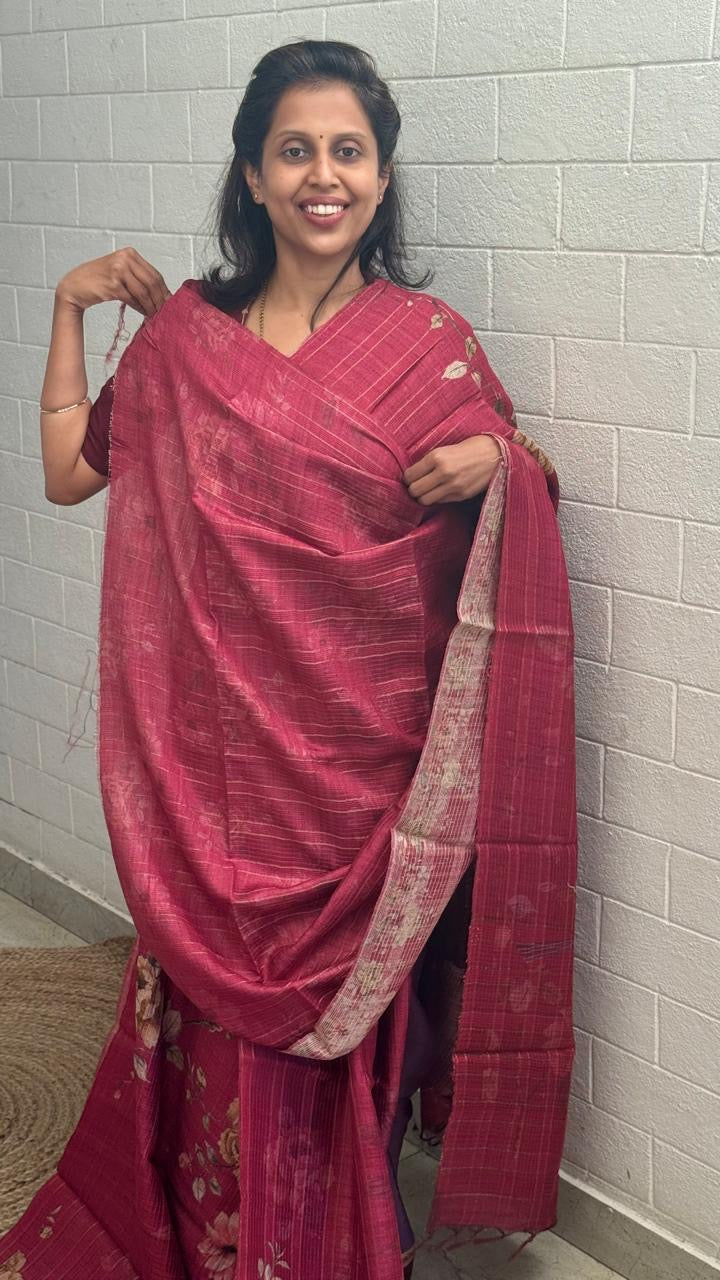 Pure Tussar Printed Saree