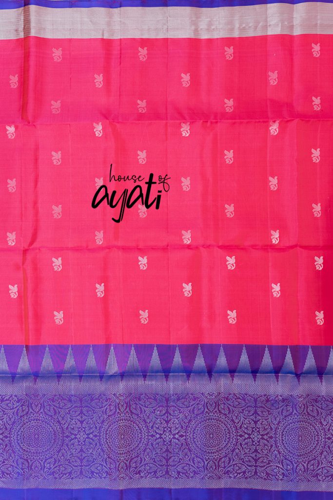 Pink& Violet Silver Gold Woven Soft Silk