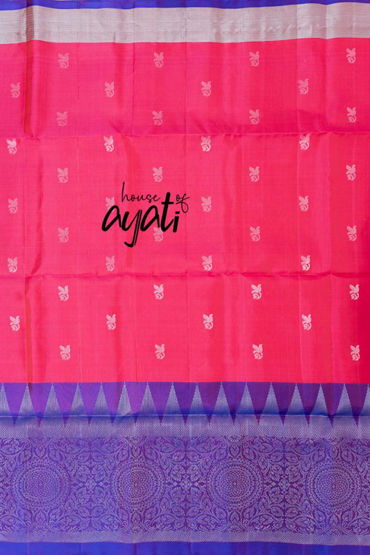 Pink& Violet Silver Gold Woven Soft Silk