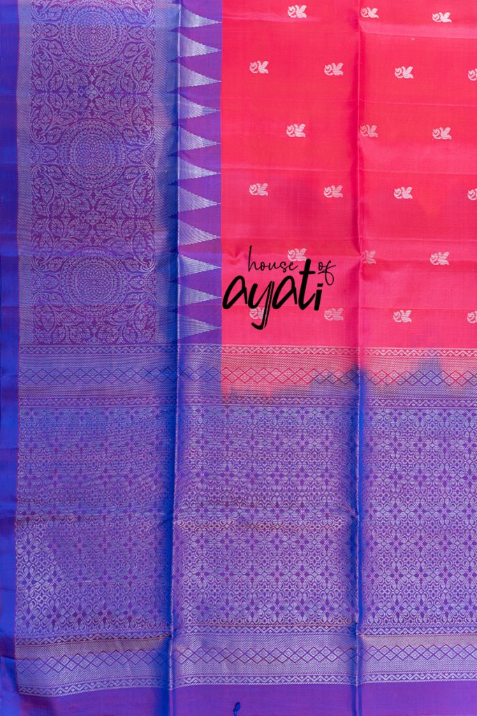 Pink& Violet Silver Gold Woven Soft Silk