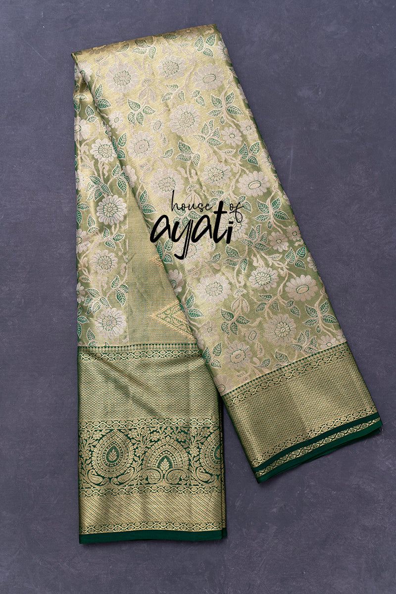 Russian Green & Bottle Green Woven Silk