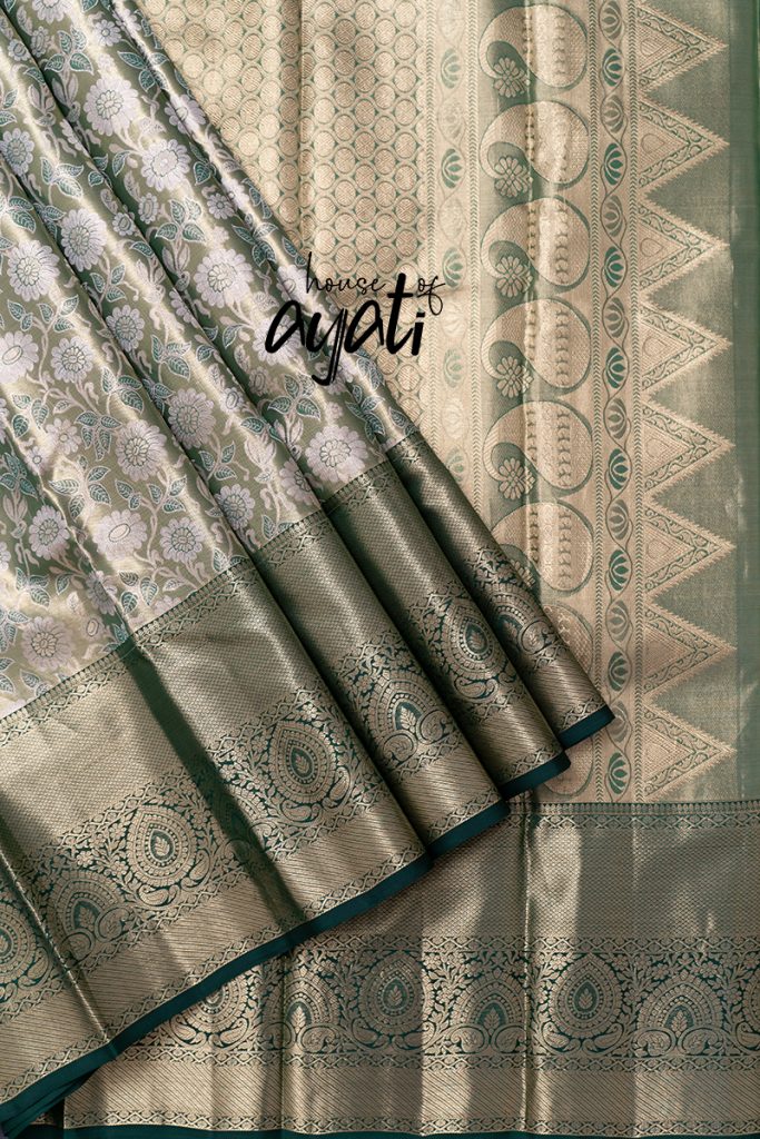 Russian Green & Bottle Green Woven Silk