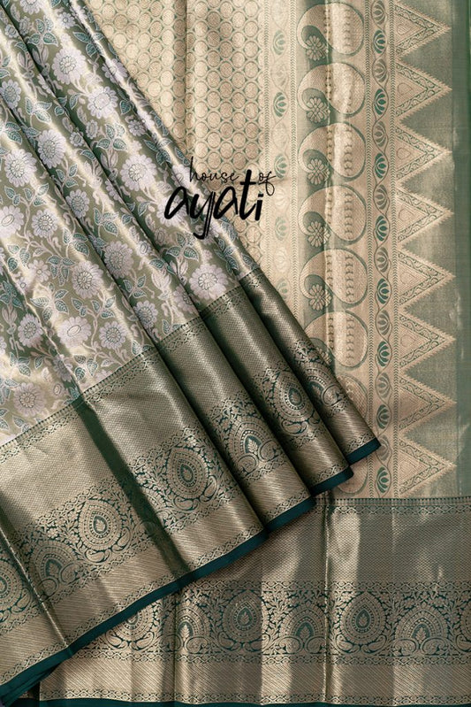 Russian Green & Bottle Green Woven Silk