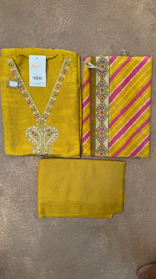 Yellow Silk Unstitched Suit