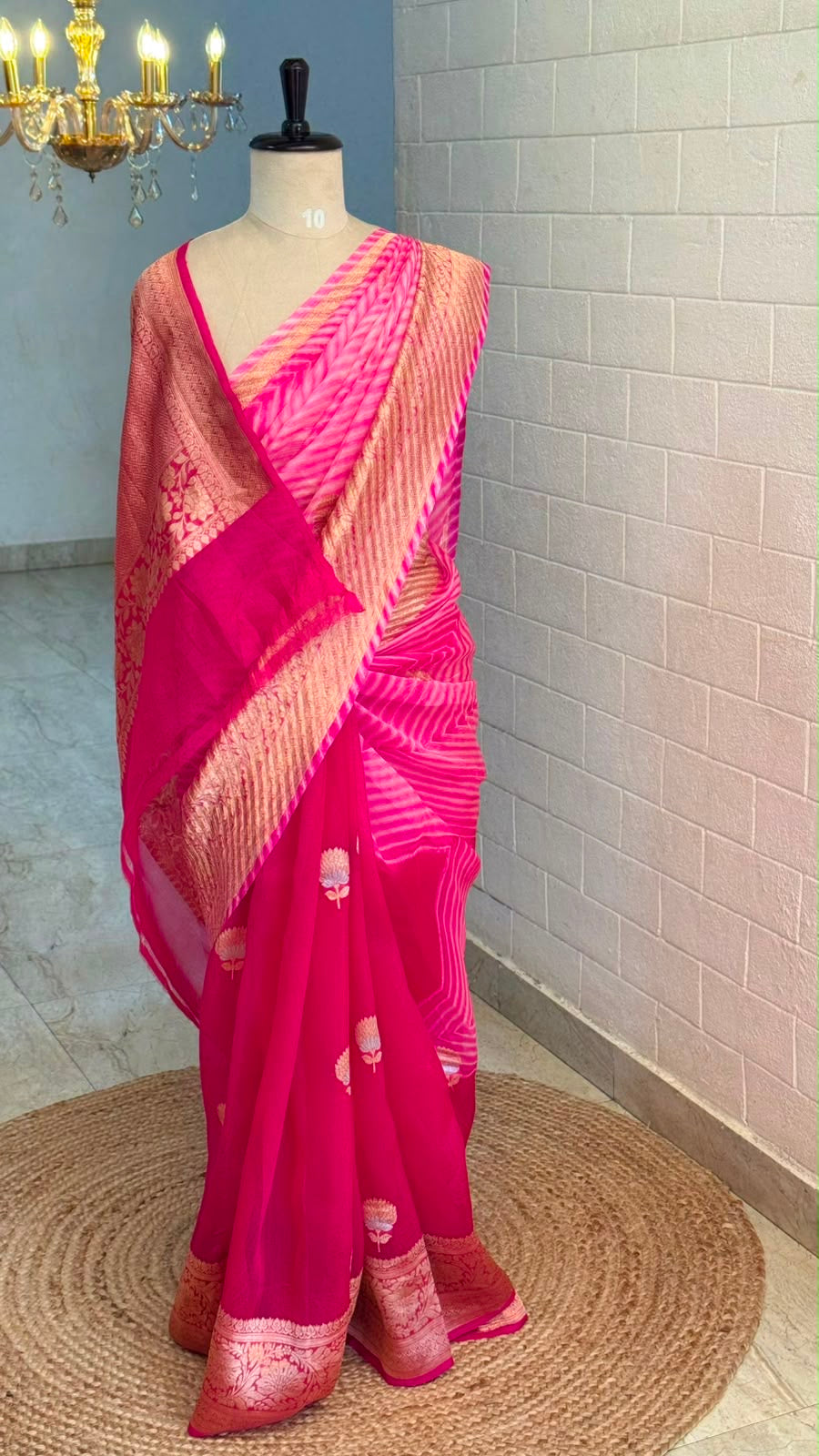 Pure Kora Shibori Banarasi Saree