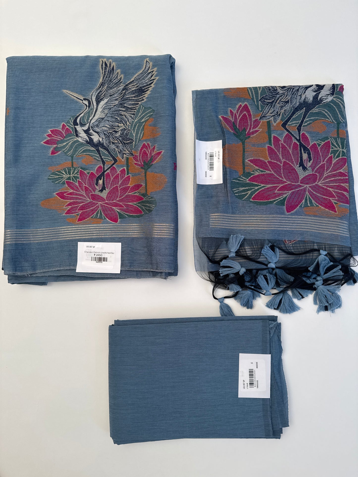 Chanderi Ostrich Unstitched Suit