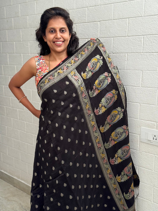 Moonga Tussar Paithani