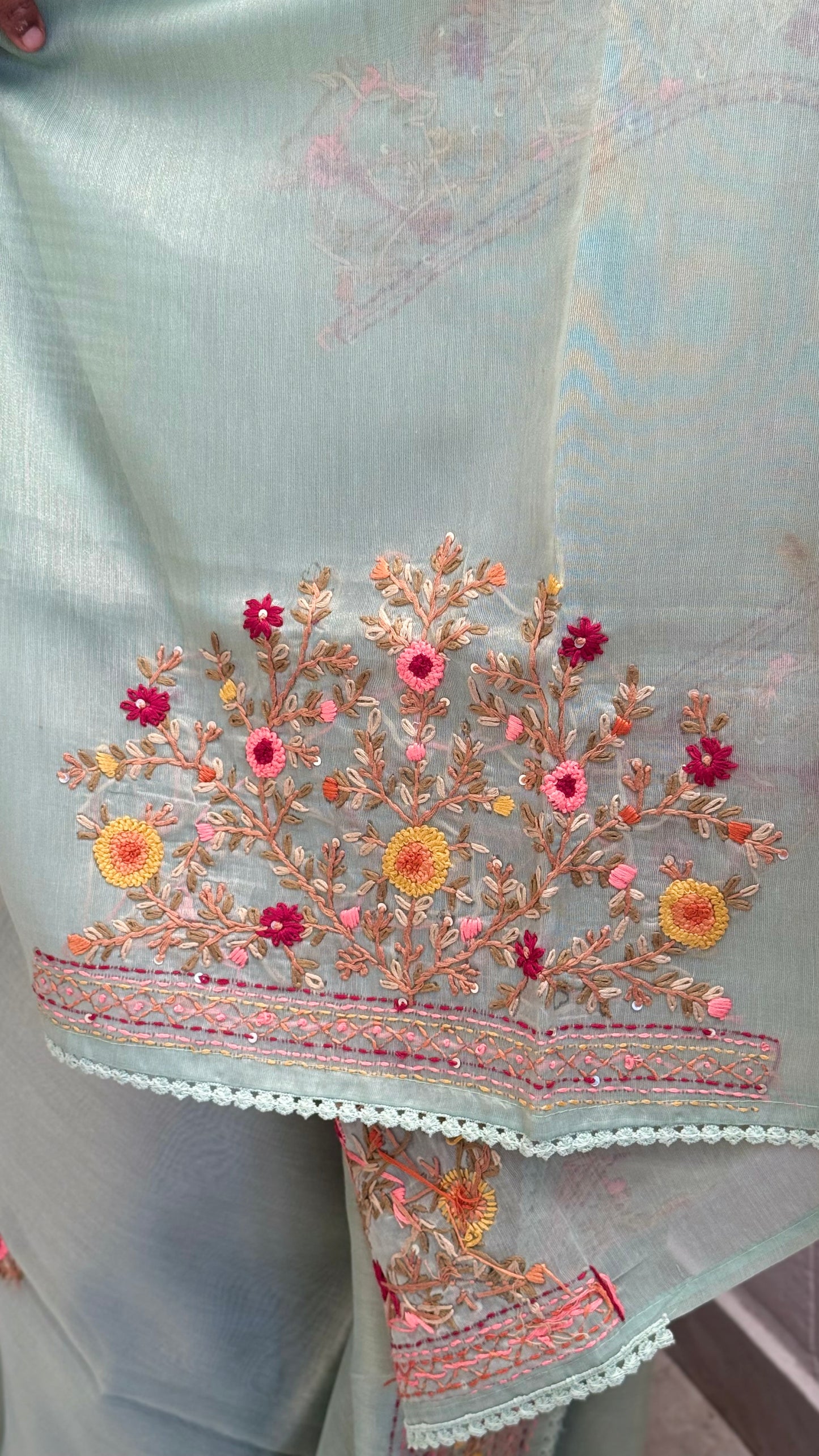 Linen Tissue Embroidered Saree