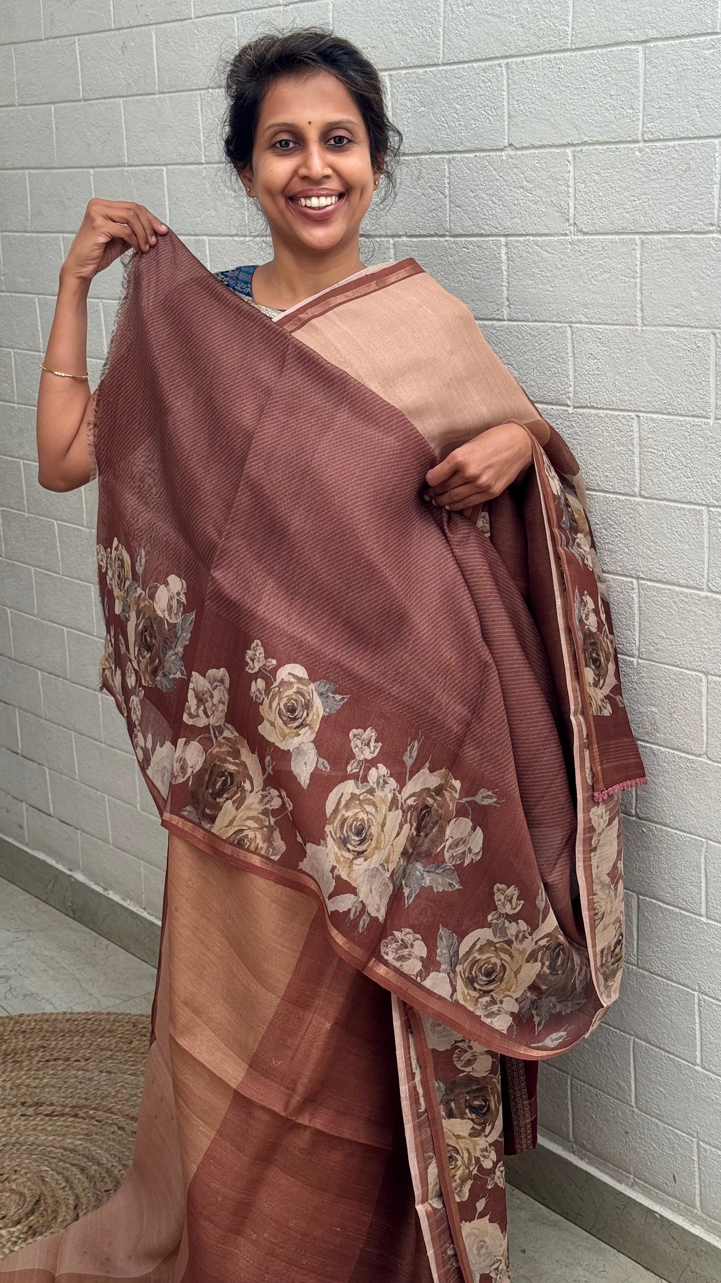 Pure Tussar Floral Saree
