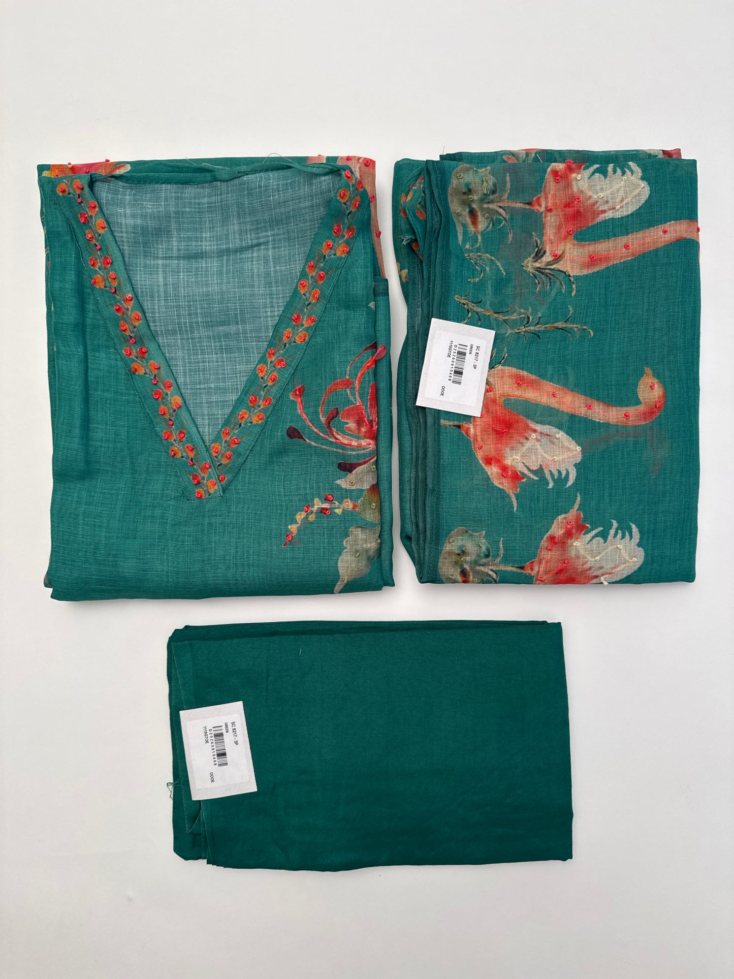 Linen Floral Unstitched Suit