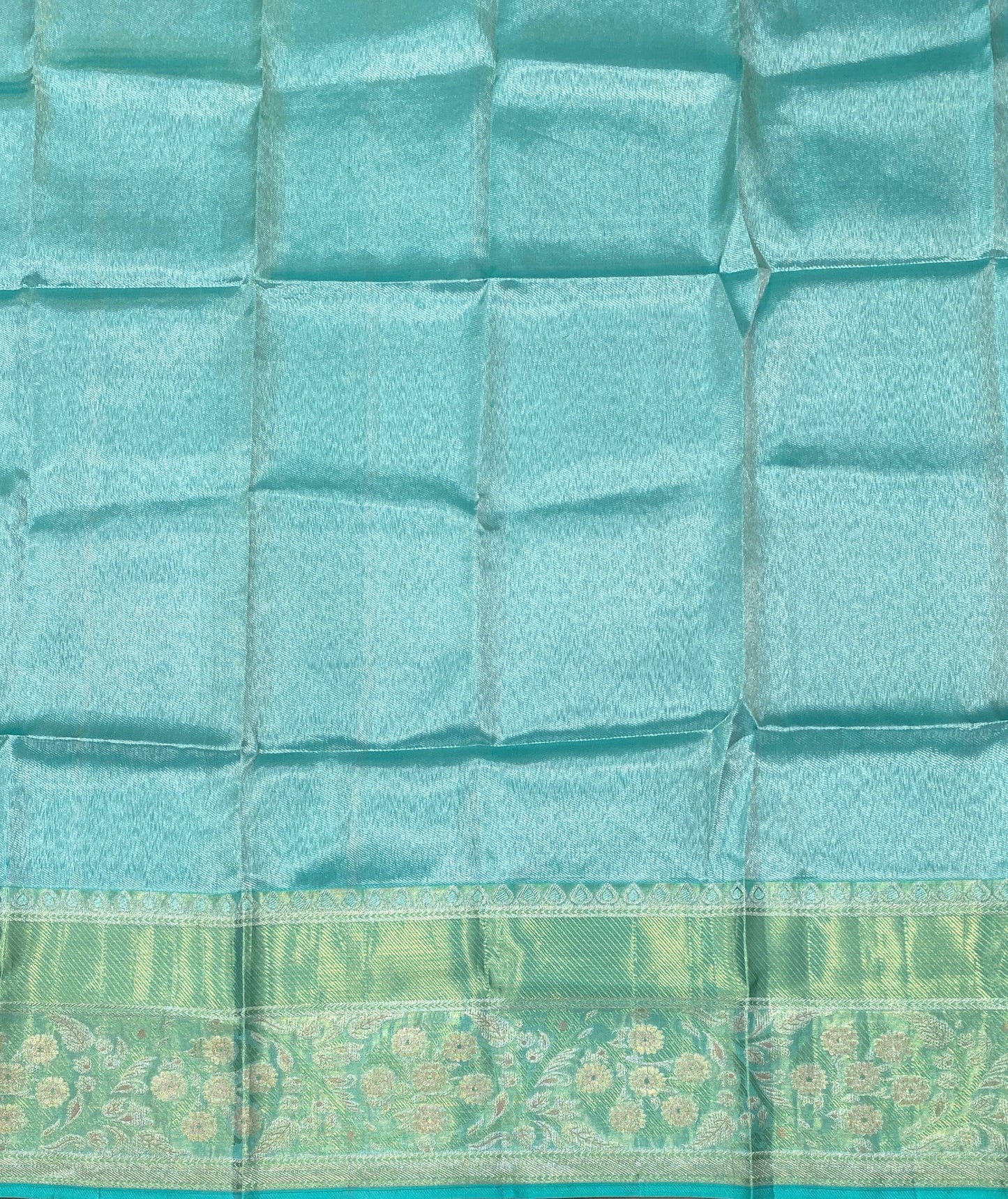Peach & Sea Green Woven Silk