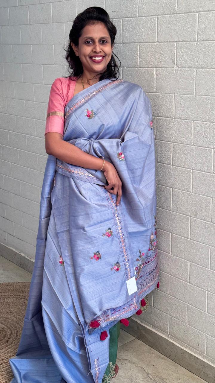 Blended Tussar Kantha Saree