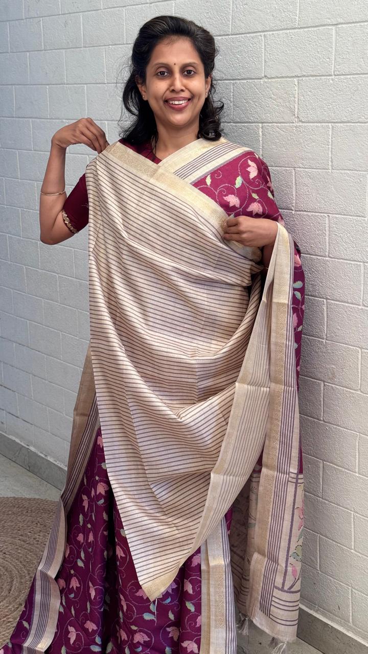 Blended Tussar Print Saree