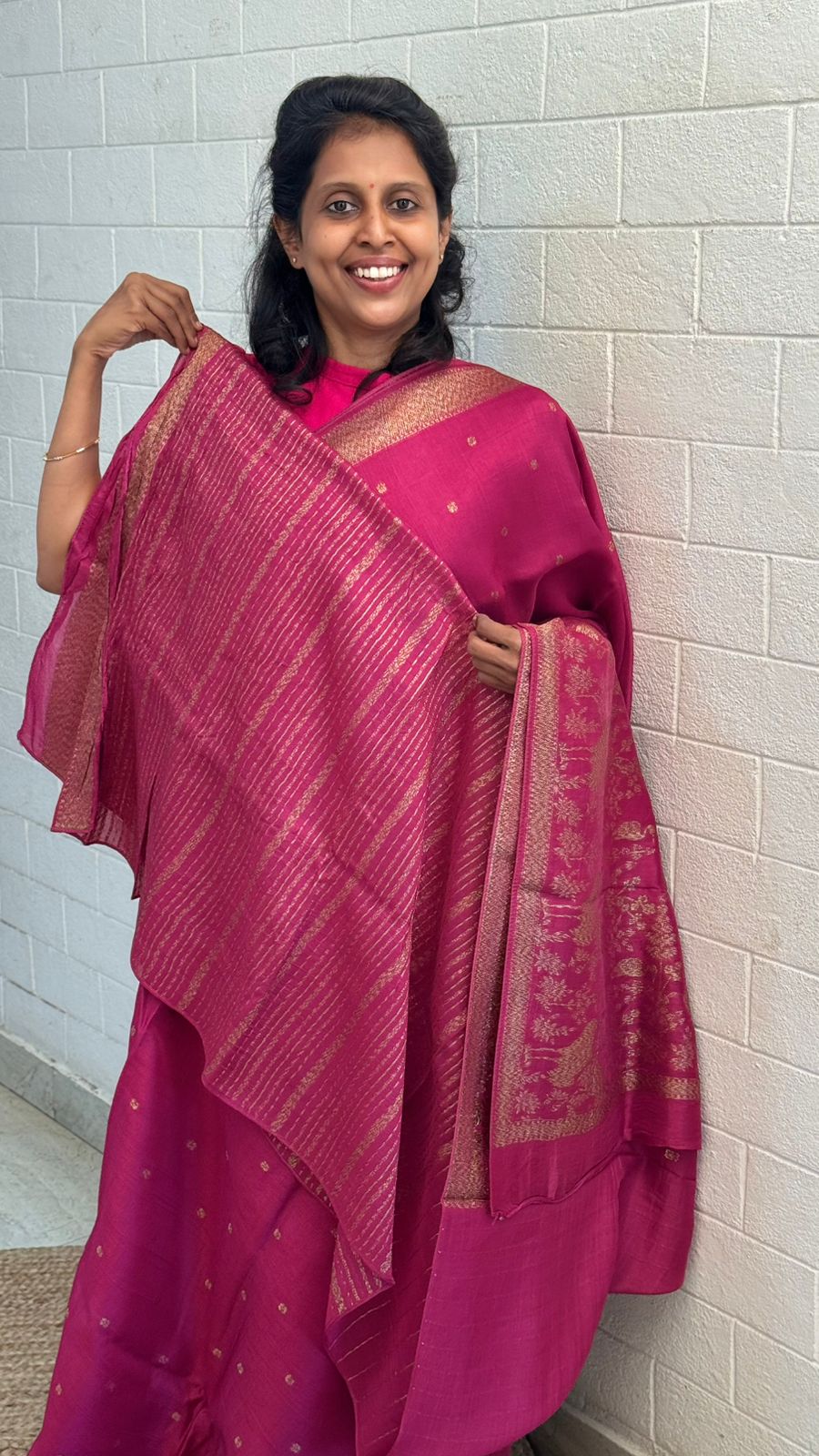 Moonga Tussar Flamingo Saree