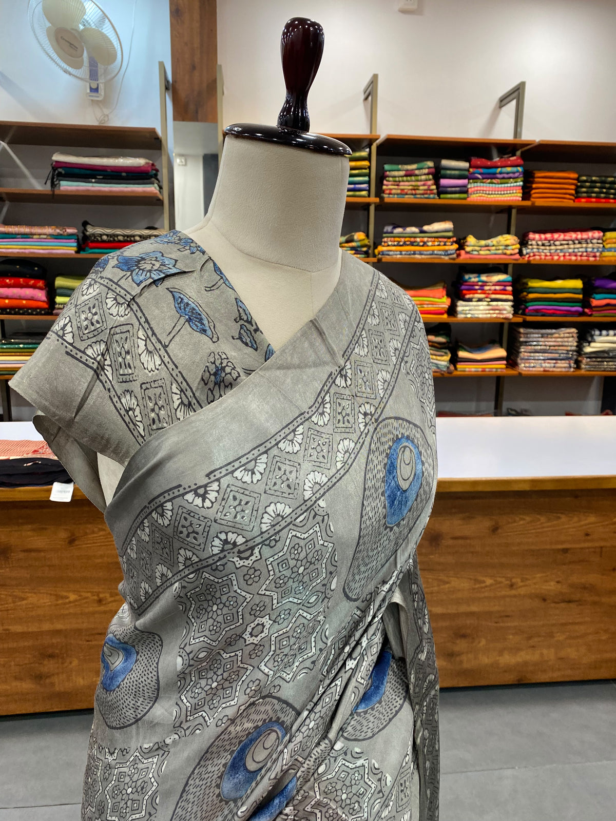 Pure Modal Ajrak Ash Saree