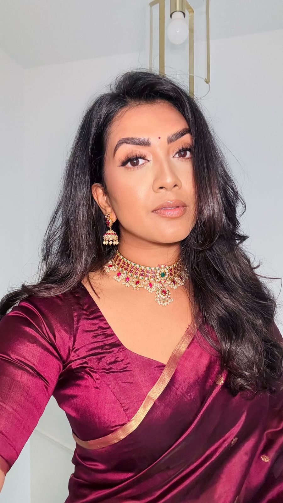 Vithya's Wine Pure Chanderi Silk Saree
