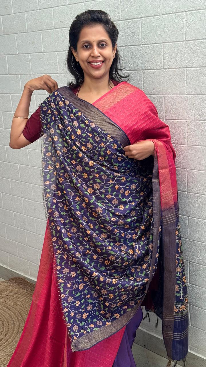 Chanderi Checkered Zari Border