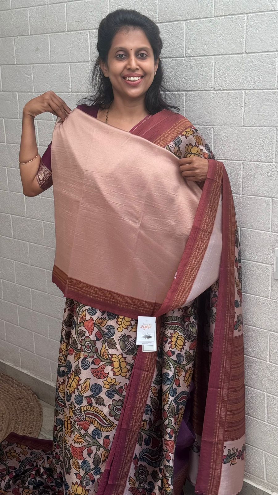 Korean Tussar Kalamkari Saree