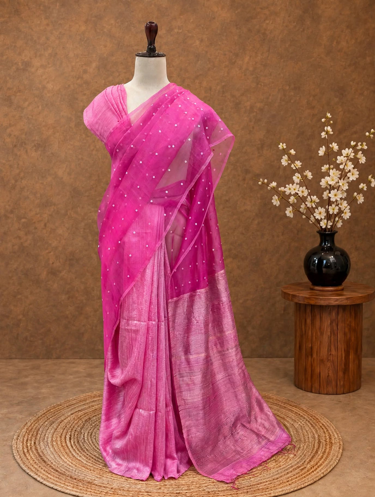 Pure Matka Silk Pink Saree