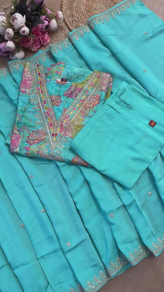 Multicolor Silk Suit