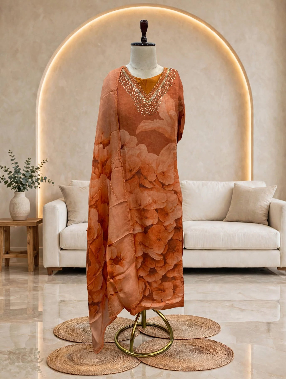 Rust Muslin Suit