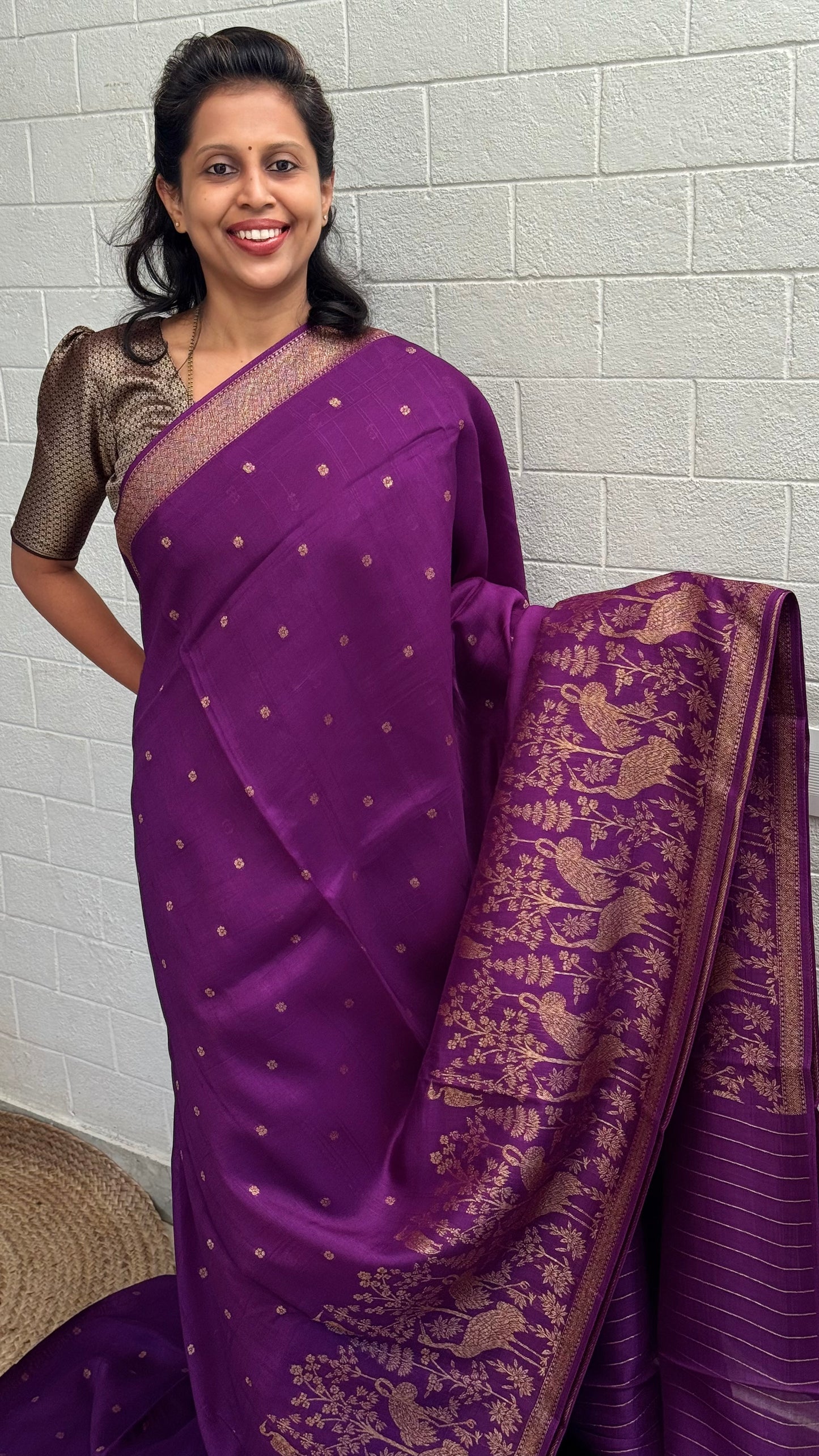 Moonga Tussar Flamingo