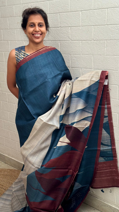 Pure Tussar Print Saree