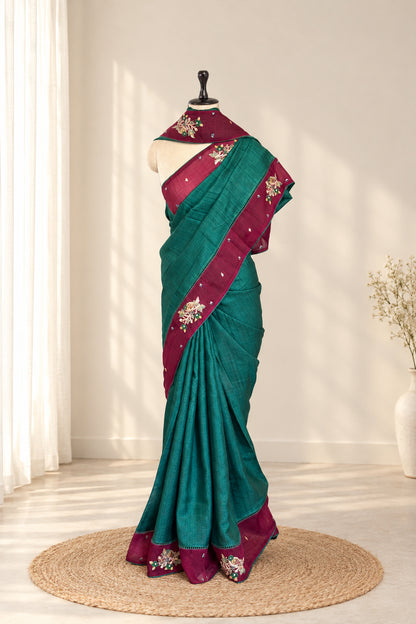 Pure Desi Tussar Embellished Saree
