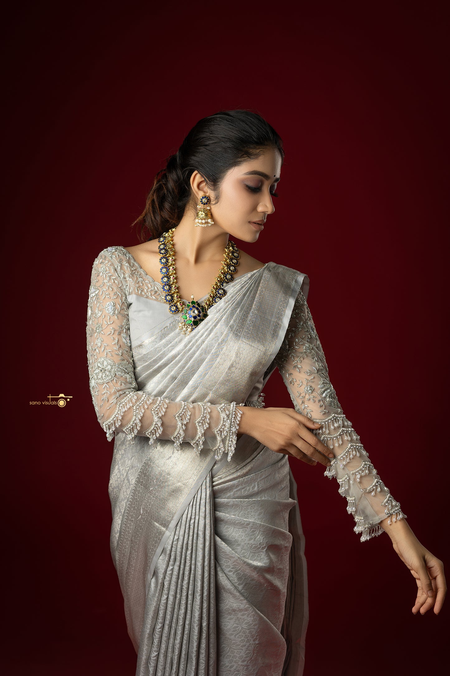 Silver Monotone Woven Silk